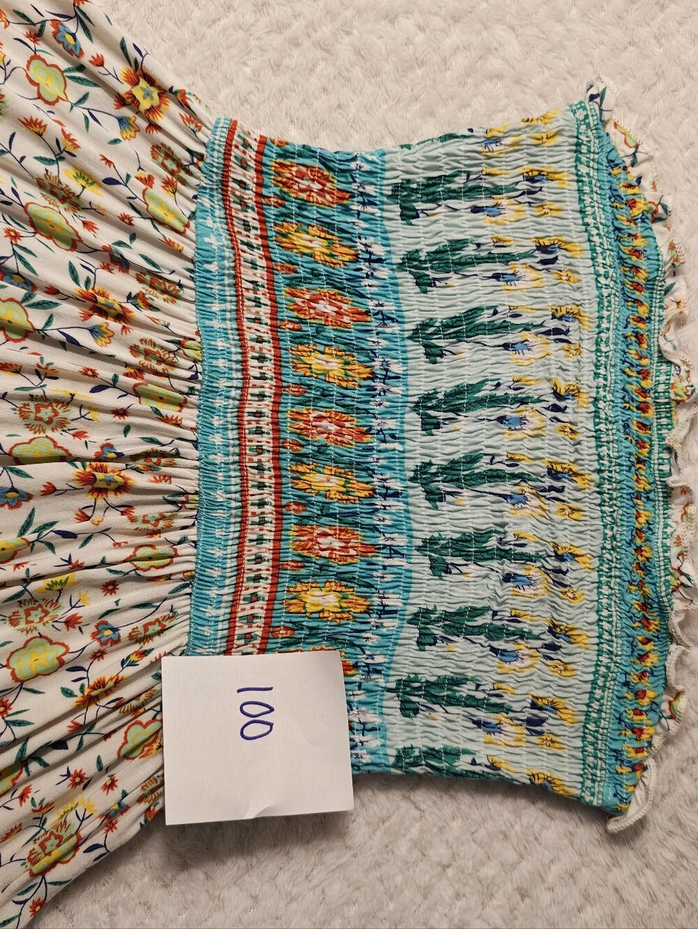 Bohemian Strapless Floral Maxi Dress in Turquoise & White - Picture 11 of 11